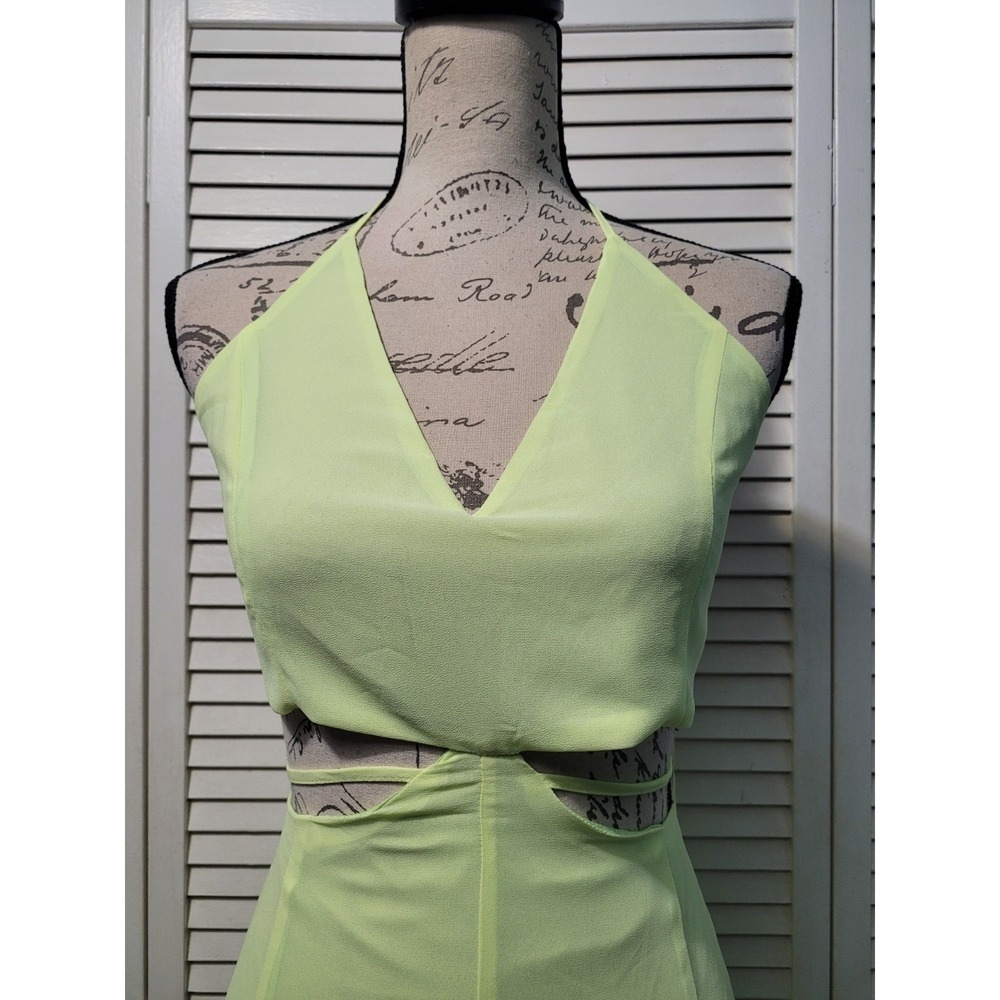 Fashion Nova Beach Views Chiffon Jumpsuit Women's Size XL Lime Halter Wide Leg - Picture 3 of 14